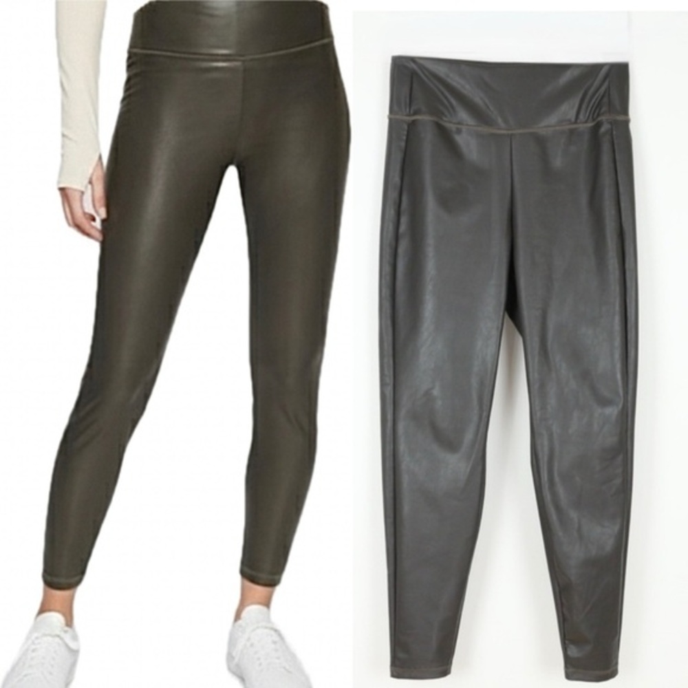 Athleta All Over Gleam Tight Vegan Faux Leather Leggings Tight M